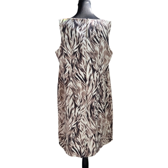 Talbots White With Brown Print Sheath Dress Size 16w - Picture 2 of 4